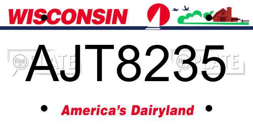 AJT8235 Wisconsin License Plate