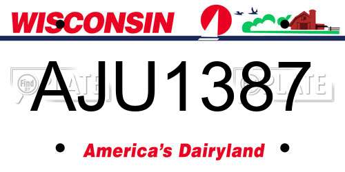 AJU1387 Wisconsin License Plate