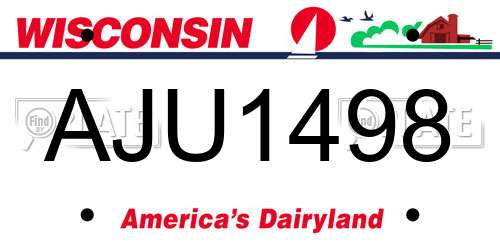 AJU1498 Wisconsin License Plate
