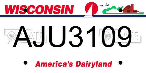 AJU3109 Wisconsin License Plate