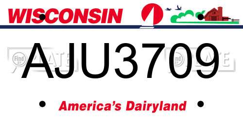 AJU3709 Wisconsin License Plate