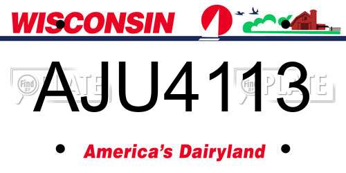 AJU4113 Wisconsin License Plate
