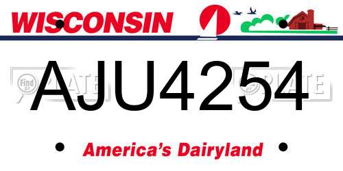AJU4254 Wisconsin License Plate