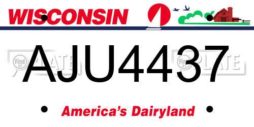 AJU4437 Wisconsin License Plate