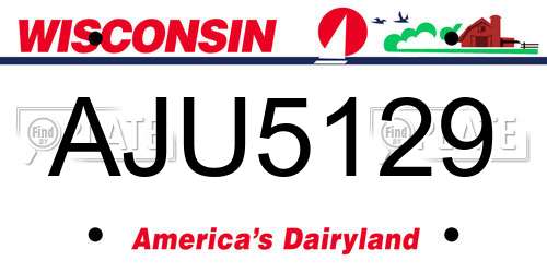 AJU5129 Wisconsin License Plate