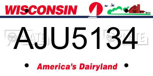 AJU5134 Wisconsin License Plate