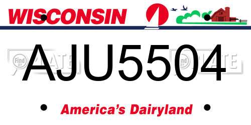 AJU5504 Wisconsin License Plate