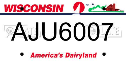 AJU6007 Wisconsin License Plate