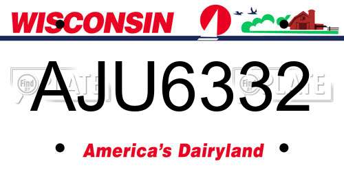 AJU6332 Wisconsin License Plate