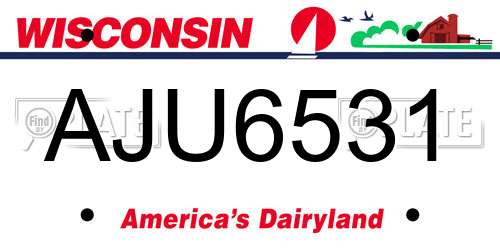 AJU6531 Wisconsin License Plate