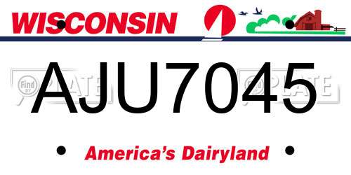 AJU7045 Wisconsin License Plate