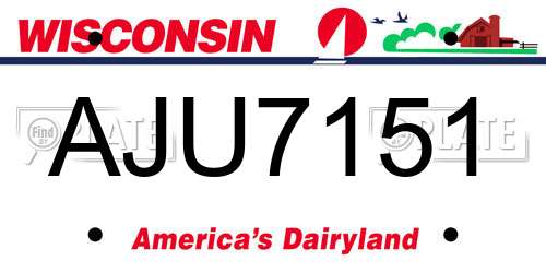 AJU7151 Wisconsin License Plate