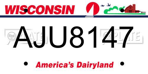 AJU8147 Wisconsin License Plate
