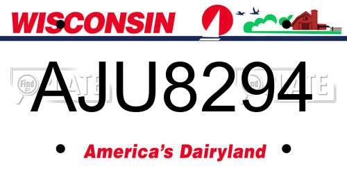 AJU8294 Wisconsin License Plate