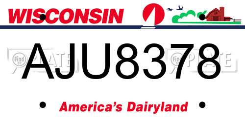AJU8378 Wisconsin License Plate