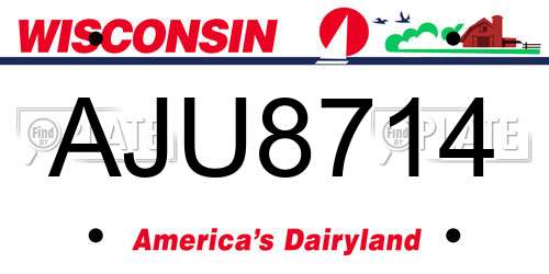 AJU8714 Wisconsin License Plate