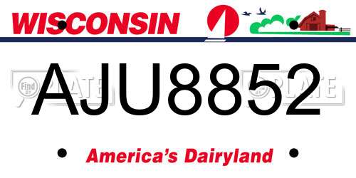 AJU8852 Wisconsin License Plate
