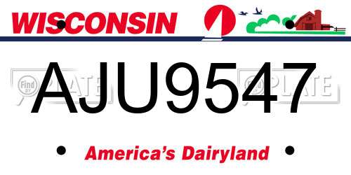 AJU9547 Wisconsin License Plate