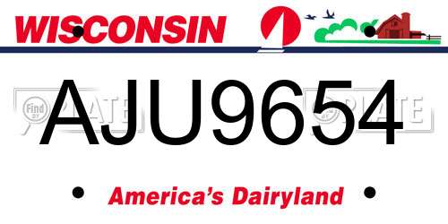 AJU9654 Wisconsin License Plate