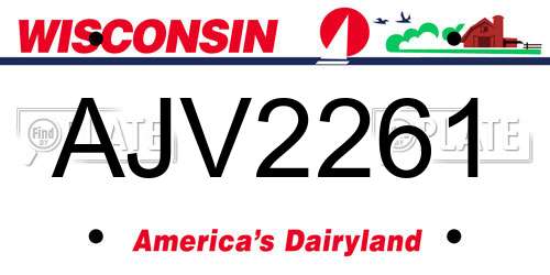 AJV2261 Wisconsin License Plate