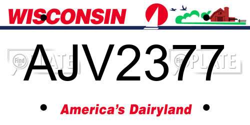 AJV2377 Wisconsin License Plate