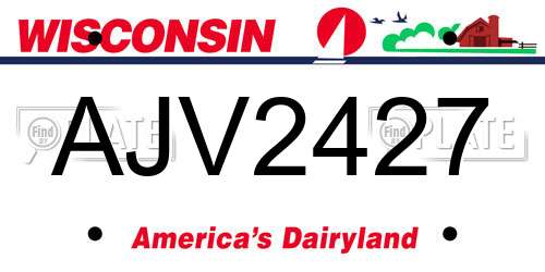 AJV2427 Wisconsin License Plate