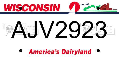 AJV2923 Wisconsin License Plate