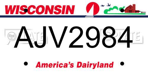 AJV2984 Wisconsin License Plate