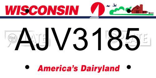 AJV3185 Wisconsin License Plate