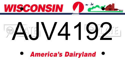 AJV4192 Wisconsin License Plate