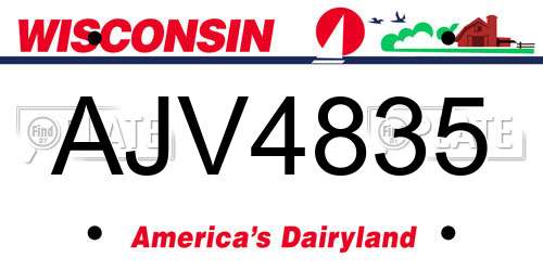AJV4835 Wisconsin License Plate