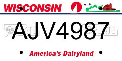 AJV4987 Wisconsin License Plate