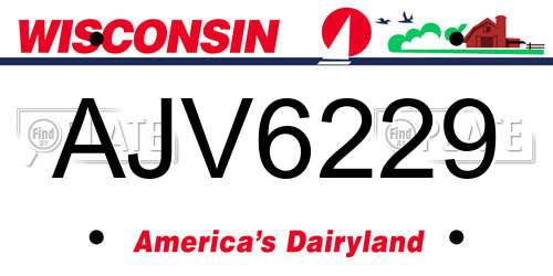 AJV6229 Wisconsin License Plate