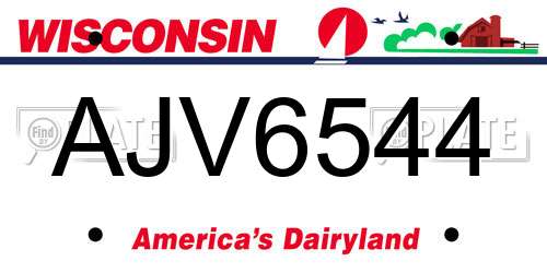 AJV6544 Wisconsin License Plate