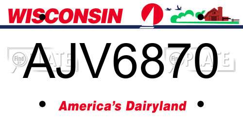 AJV6870 Wisconsin License Plate