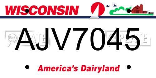 AJV7045 Wisconsin License Plate