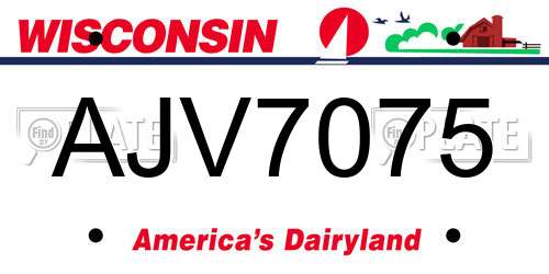 AJV7075 Wisconsin License Plate