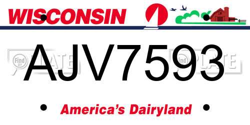 AJV7593 Wisconsin License Plate