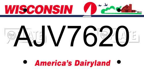 AJV7620 Wisconsin License Plate