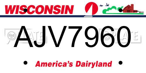 AJV7960 Wisconsin License Plate