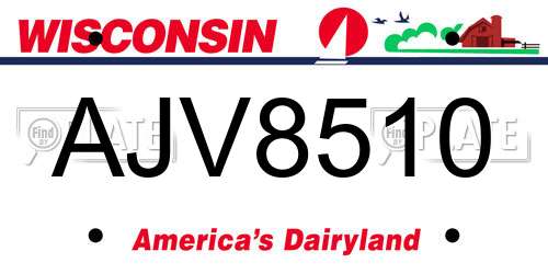 AJV8510 Wisconsin License Plate