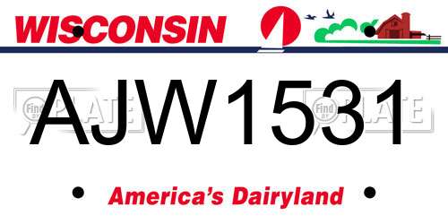 AJW1531 Wisconsin License Plate