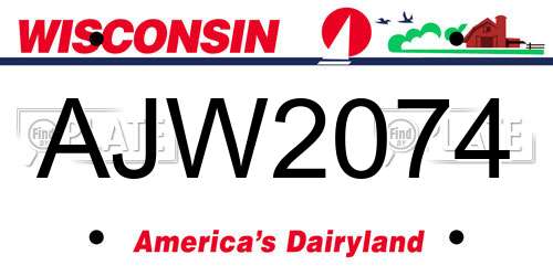 AJW2074 Wisconsin License Plate