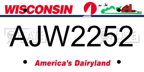 AJW2252 Wisconsin License Plate