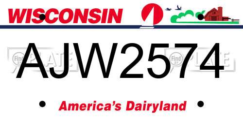 AJW2574 Wisconsin License Plate