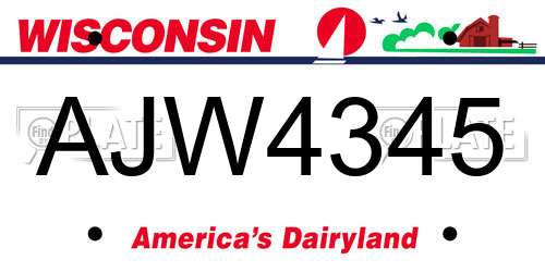 AJW4345 Wisconsin License Plate