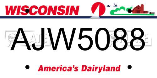 AJW5088 Wisconsin License Plate