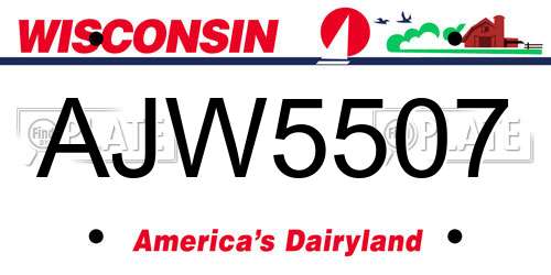 AJW5507 Wisconsin License Plate