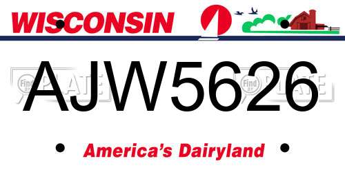 AJW5626 Wisconsin License Plate