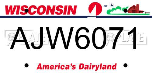 AJW6071 Wisconsin License Plate